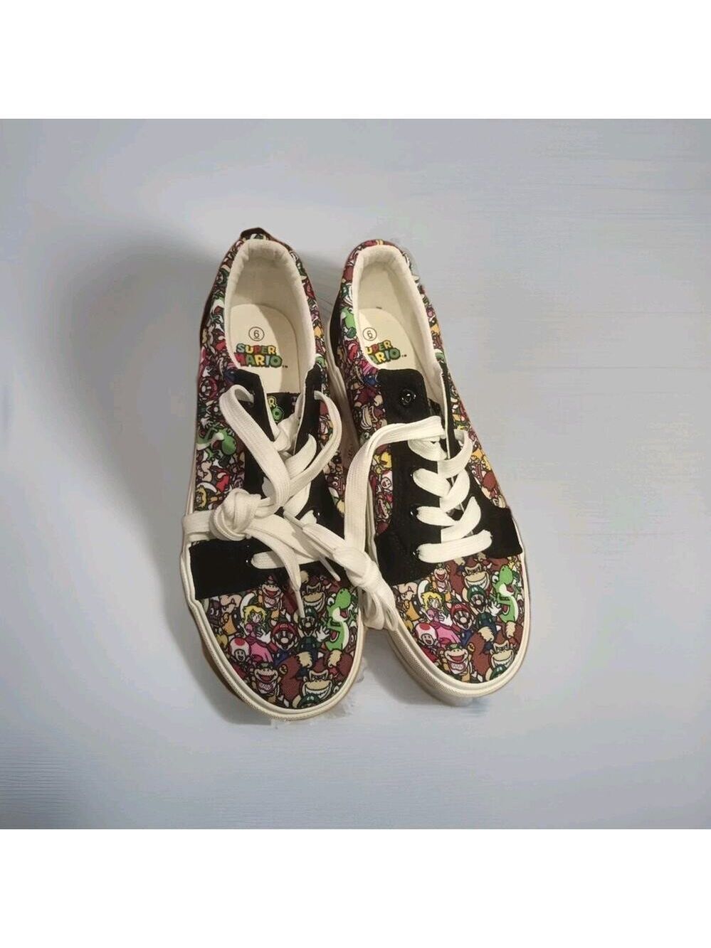 Super Mario Ground Up Canvas Lace-Up Sneaker Shoes Mens 6 Ladies 7.5